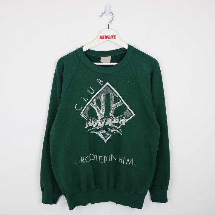 Vintage 80's Club Rooter Rooted in Him Crewneck - M-NEWLIFE Clothing