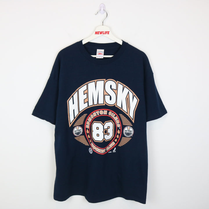 Vintage 00's Edmonton Oilers Ales Hemsky NHL Tee - L-NEWLIFE Clothing
