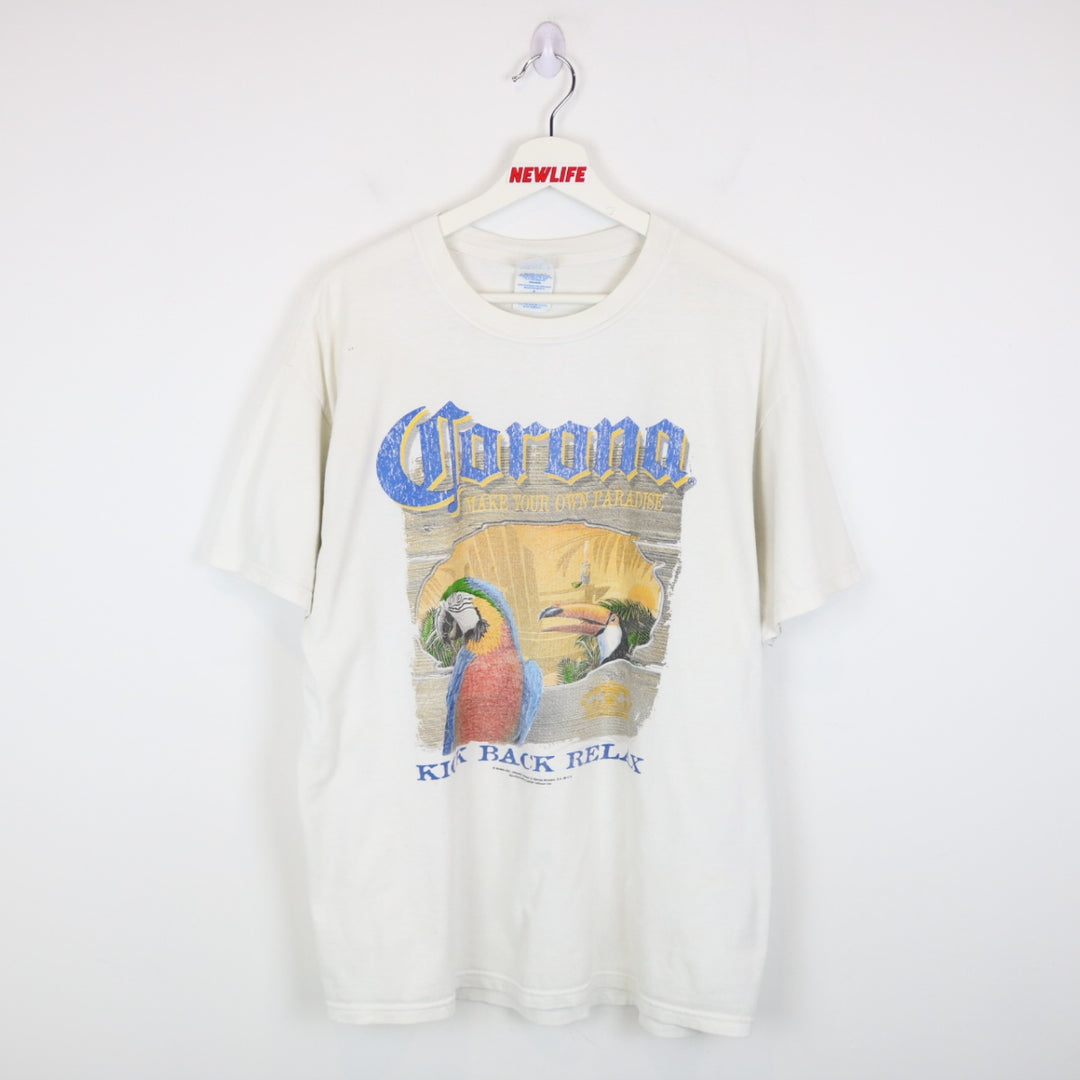 Vintage 2007 Kick Back Relax Corona Beer Tee - L-NEWLIFE Clothing