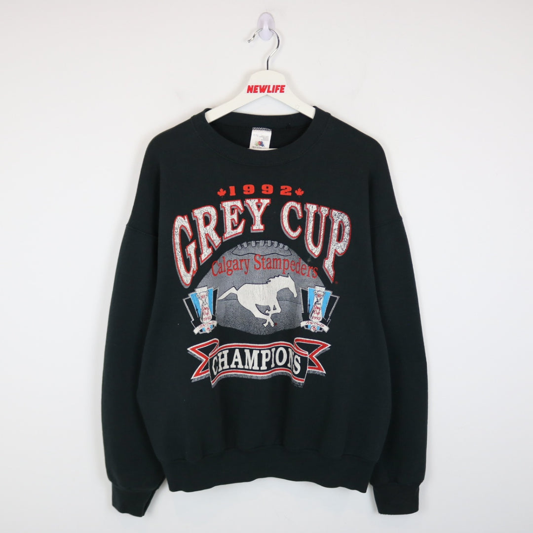 Vintage 1992 Grey Cup Champs Calgary Stampeders CFL Crewneck - XL-NEWLIFE Clothing