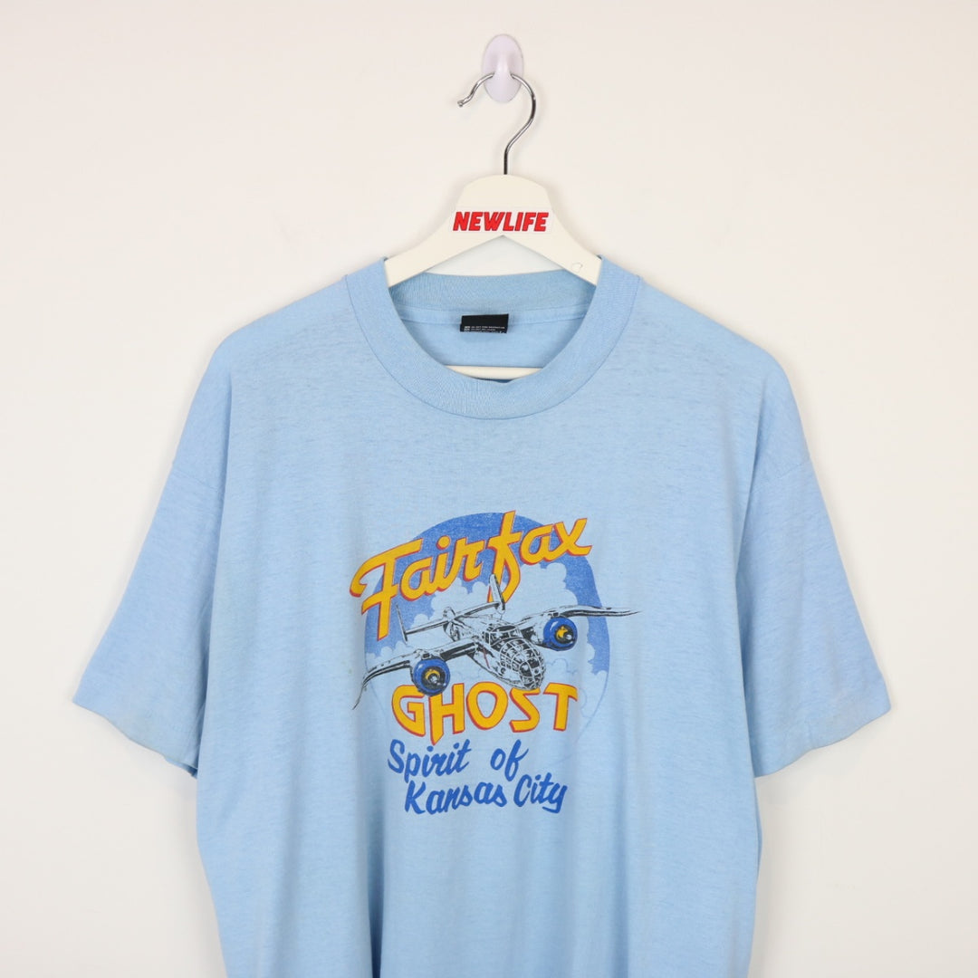 Vintage 90's Fairfax Ghost Plane Tee - L-NEWLIFE Clothing