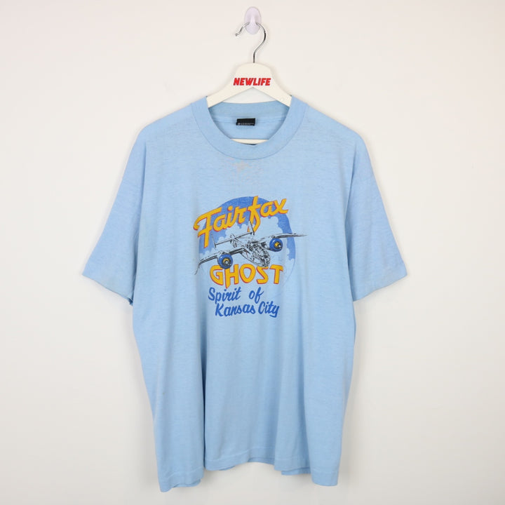 Vintage 90's Fairfax Ghost Plane Tee - L-NEWLIFE Clothing