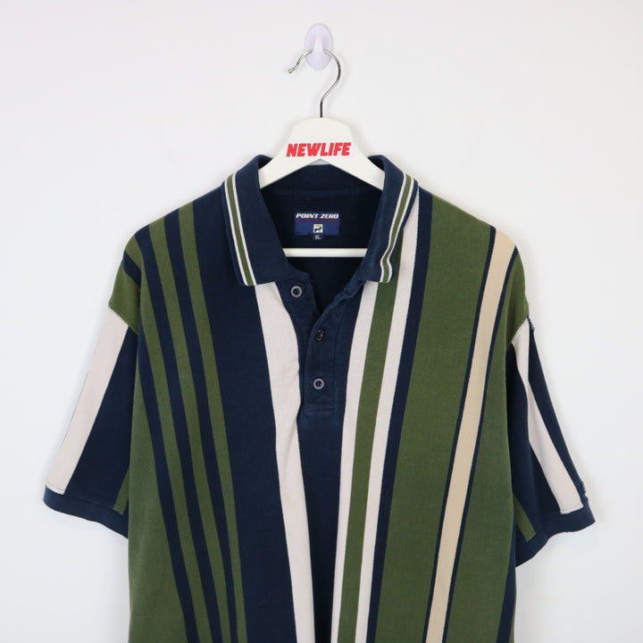 Vintage 90's Point Zero Striped Polo Shirt - L-NEWLIFE Clothing