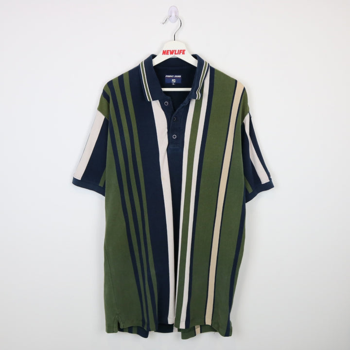 Vintage 90's Point Zero Striped Polo Shirt - L-NEWLIFE Clothing