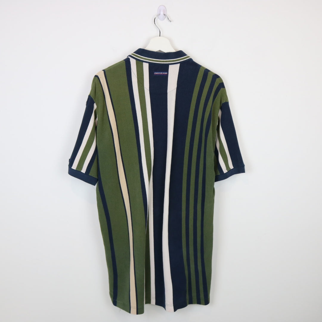 Vintage 90's Point Zero Striped Polo Shirt - L-NEWLIFE Clothing