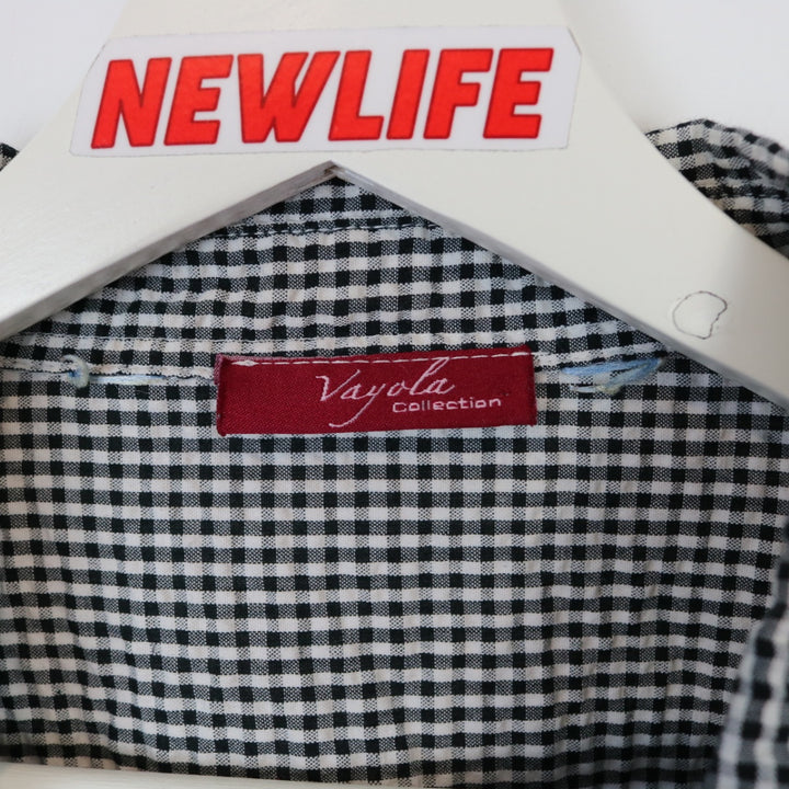 Vintage Textured Short Sleeve Plaid Button Up - XL-NEWLIFE Clothing