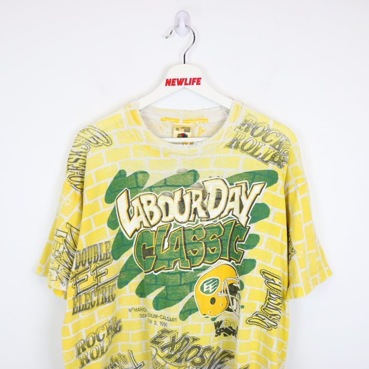 Vintage 1991 Labour Day Classic Graffiti Edmonton Elks CFL Tee - XL-NEWLIFE Clothing