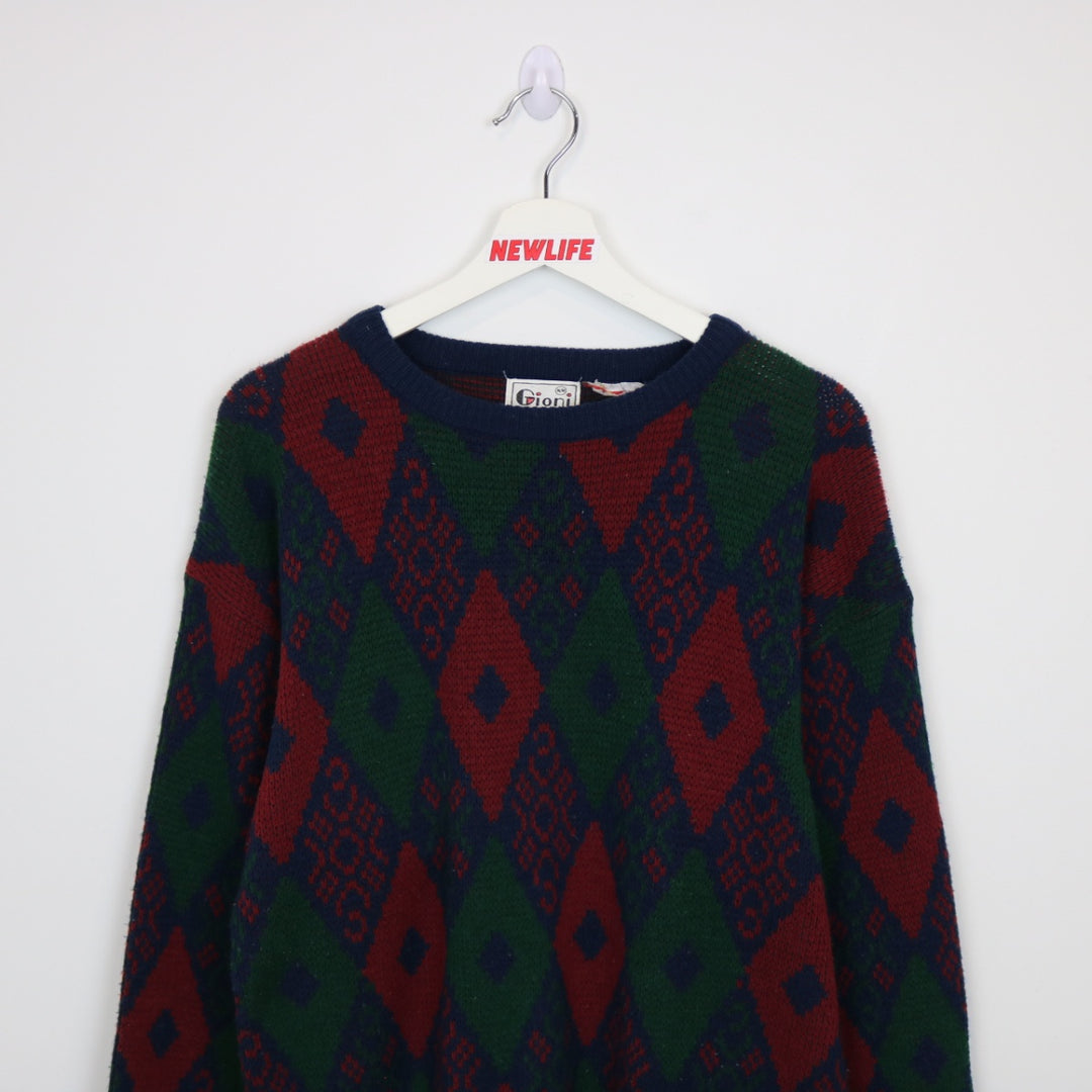 Vintage 80's Gioni Patterned Knit Sweater - M-NEWLIFE Clothing