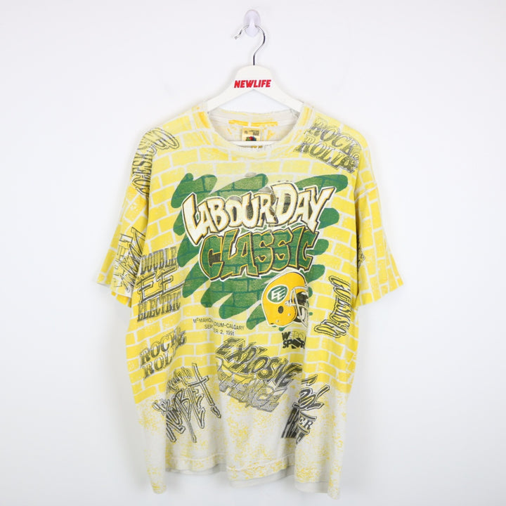 Vintage 1991 Labour Day Classic Graffiti Edmonton Elks CFL Tee - XL-NEWLIFE Clothing