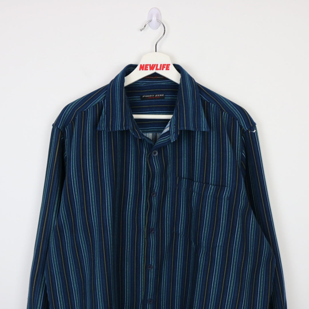 Vintage Point Zero Velvet Striped Button Up - L-NEWLIFE Clothing