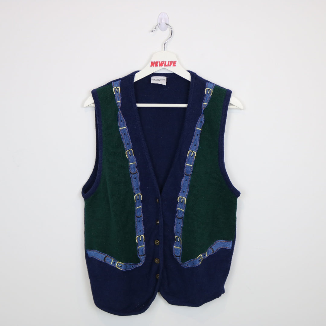 Vintage 90's Denim Belt Knit Sweater Vest - S-NEWLIFE Clothing