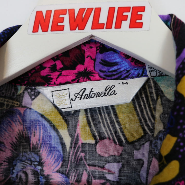 Vintage 80's Antonella Patterned Short Sleeve Button Up - M-NEWLIFE Clothing