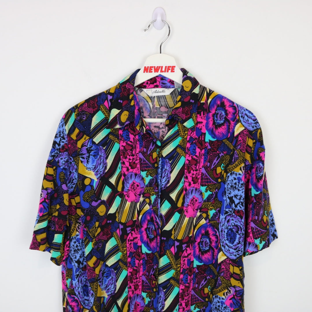 Vintage 80's Antonella Patterned Short Sleeve Button Up - M-NEWLIFE Clothing