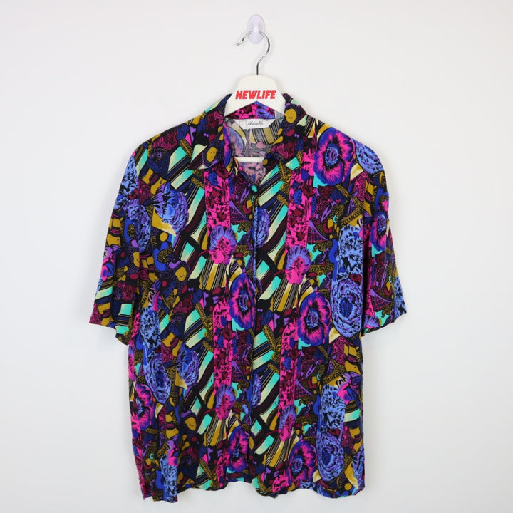 Vintage 80's Antonella Patterned Short Sleeve Button Up - M-NEWLIFE Clothing