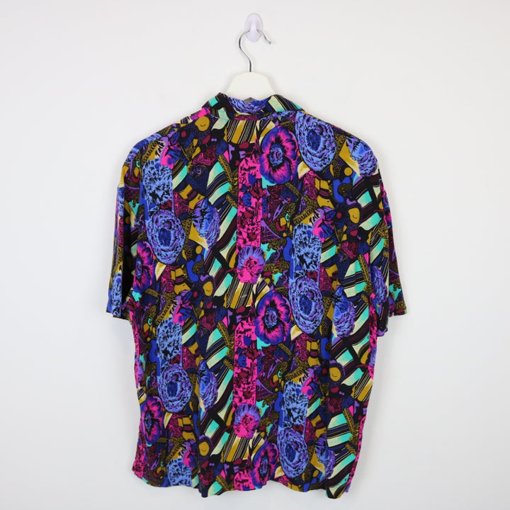 Vintage 80's Antonella Patterned Short Sleeve Button Up - M-NEWLIFE Clothing