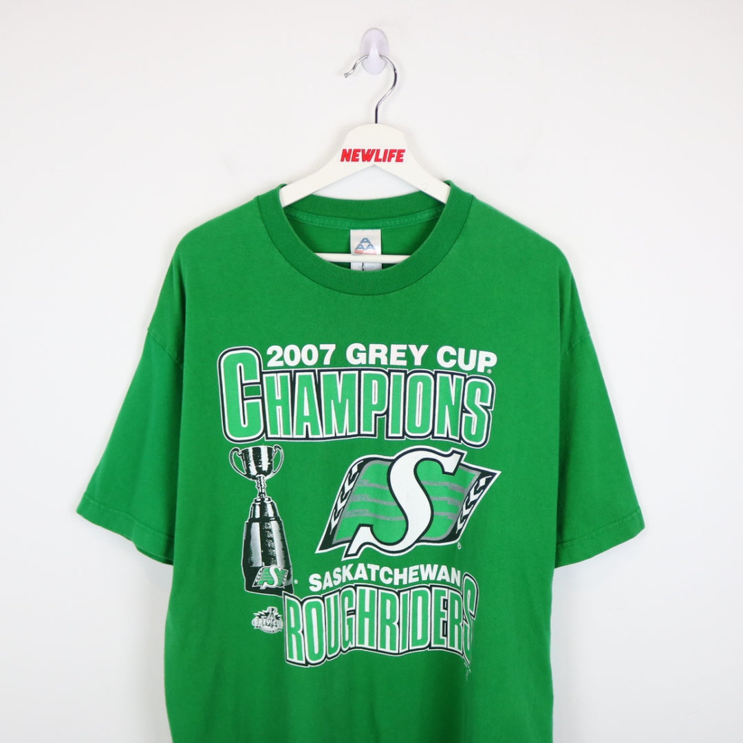 Vintage 2007 Saskatchewan Roughriders Grey Cup Champs CFL Tee - XL-NEWLIFE Clothing