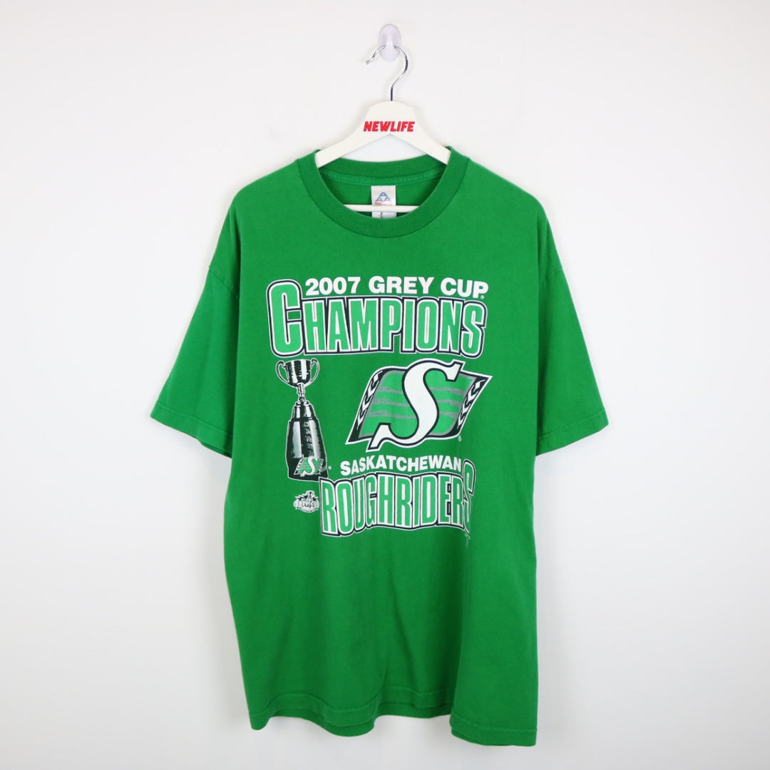 Vintage 2007 Saskatchewan Roughriders Grey Cup Champs CFL Tee - XL-NEWLIFE Clothing