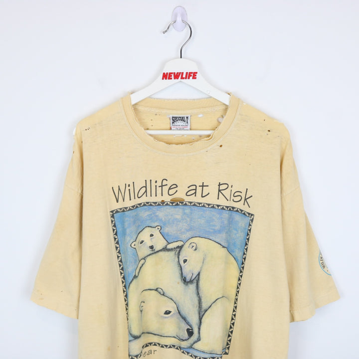 Vintage 90's Wildlife at Risk Polar Bear Thrashed Tee - XL-NEWLIFE Clothing