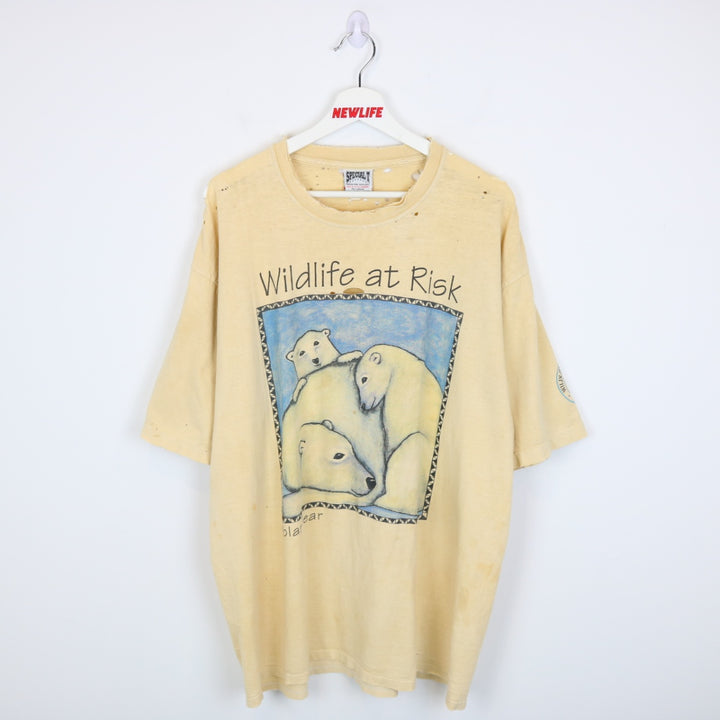 Vintage 90's Wildlife at Risk Polar Bear Thrashed Tee - XL-NEWLIFE Clothing