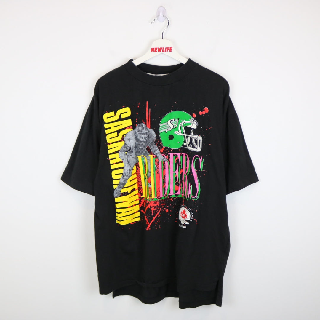 Vintage 1990 Saskatchewan Roughriders CFL Tee - XL-NEWLIFE Clothing
