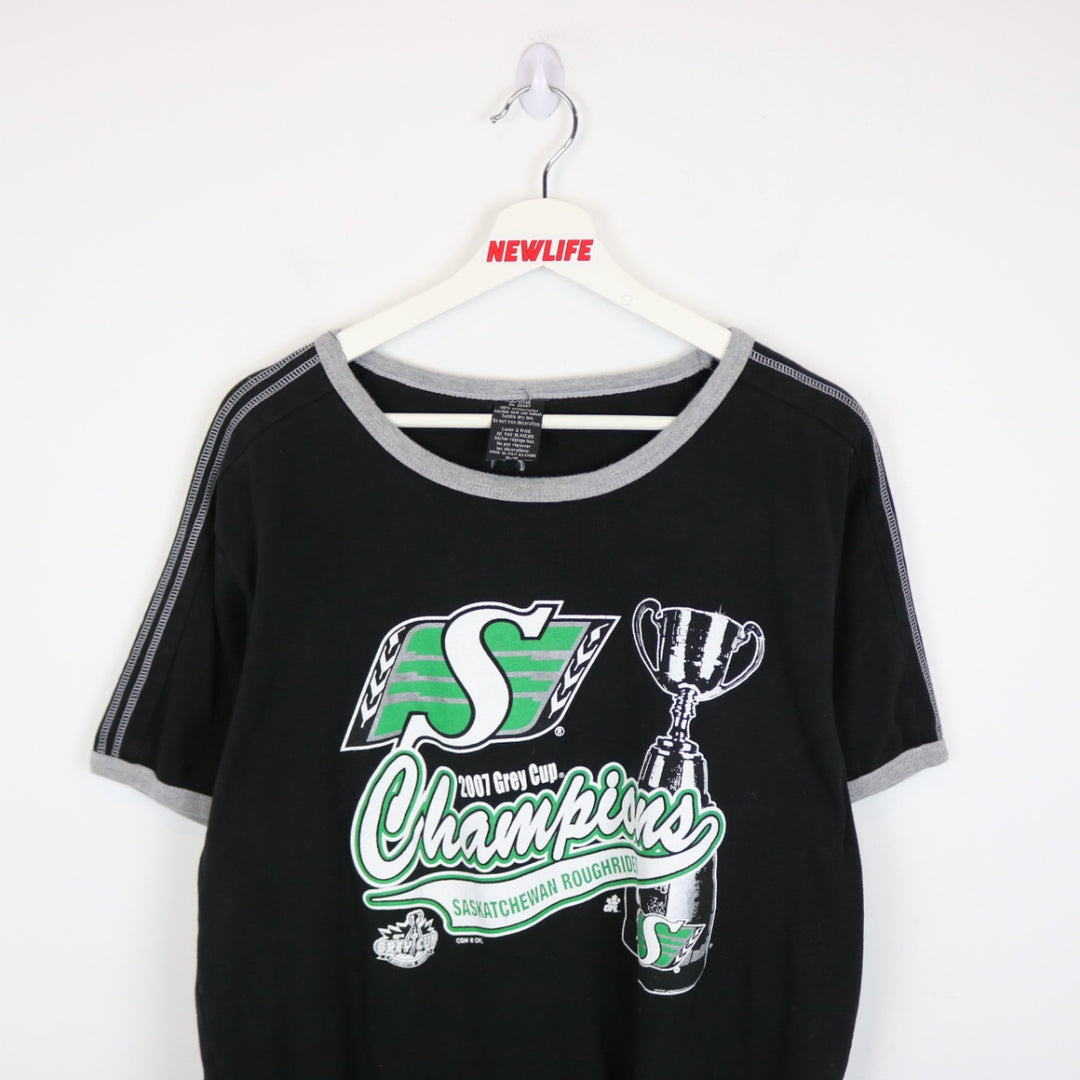 Vintage 2007 Saskatchewan Grey Cup Champions CFL Tee - L-NEWLIFE Clothing