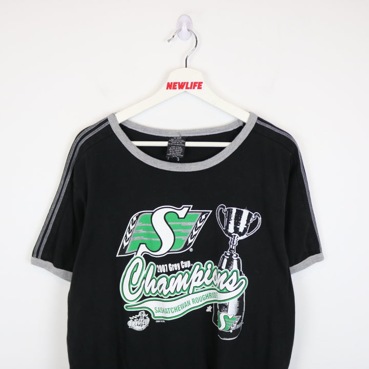 Vintage 2007 Saskatchewan Grey Cup Champions CFL Tee - L-NEWLIFE Clothing