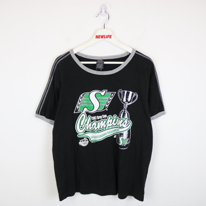 Vintage 2007 Saskatchewan Grey Cup Champions CFL Tee - L-NEWLIFE Clothing