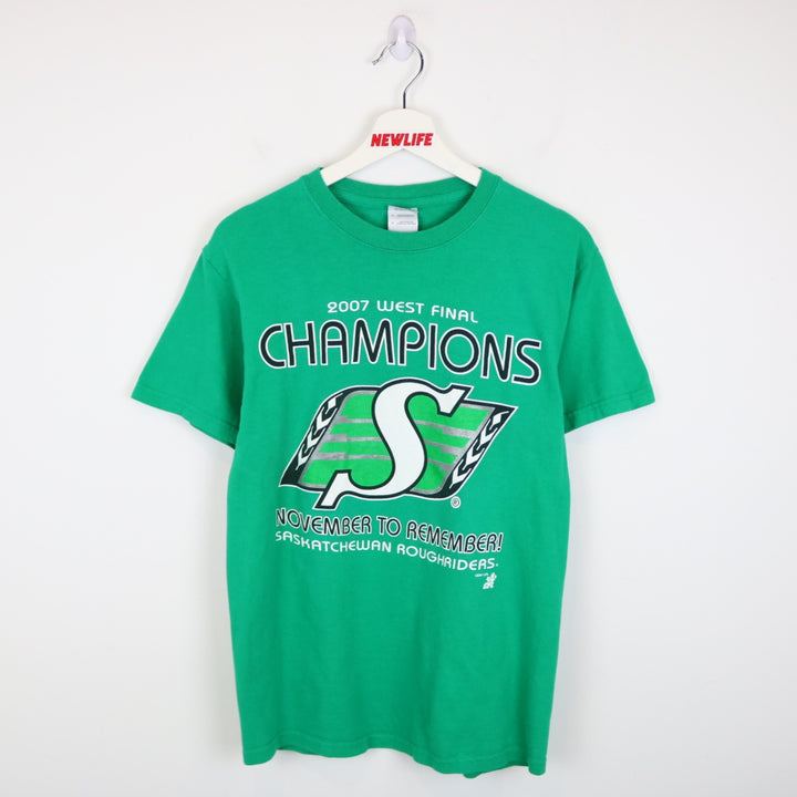 Vintage 2007 Saskatchewan Roughriders Grey Cup Champs CFL Tee - S-NEWLIFE Clothing