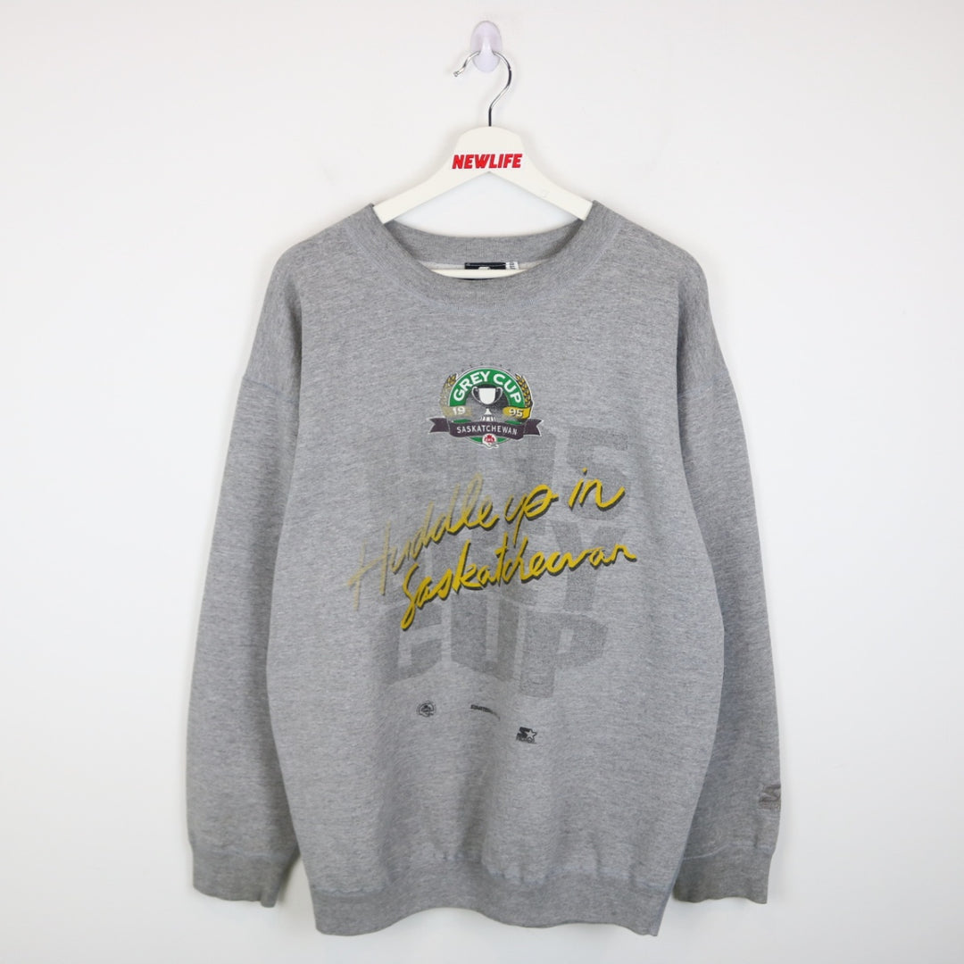 Vintage 1995 Huddle Up Saskatchewan Grey Cup CFL Crewneck - L-NEWLIFE Clothing