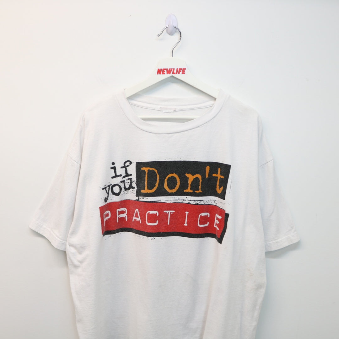 Vintage 1994 If You Don't Practice Hockey Tee - XXL-NEWLIFE Clothing