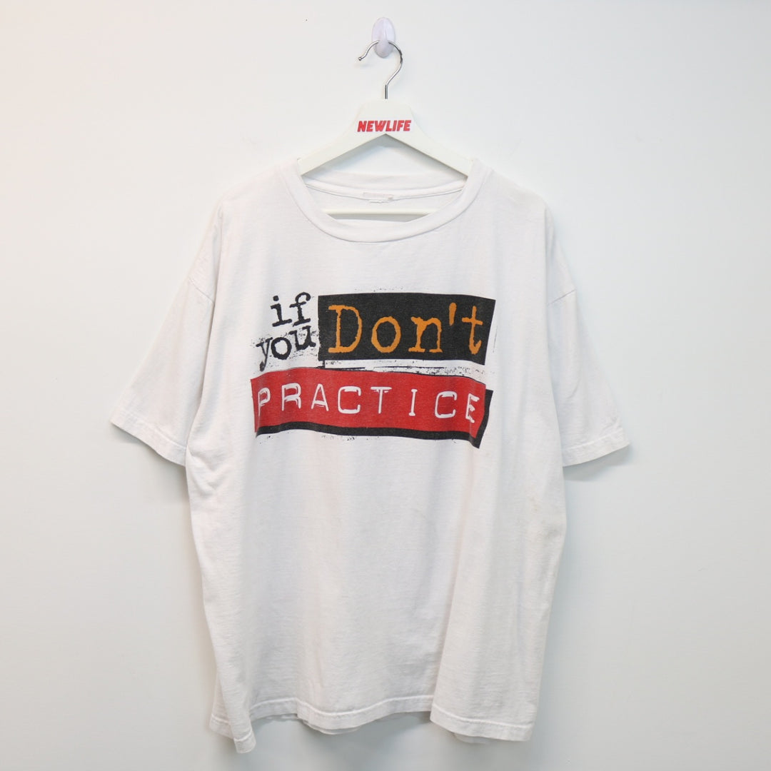 Vintage 1994 If You Don't Practice Hockey Tee - XXL-NEWLIFE Clothing