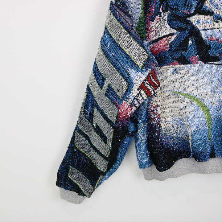 Reworked Vintage Disney Buzz Lightyear Tapestry Crewneck - M-NEWLIFE Clothing