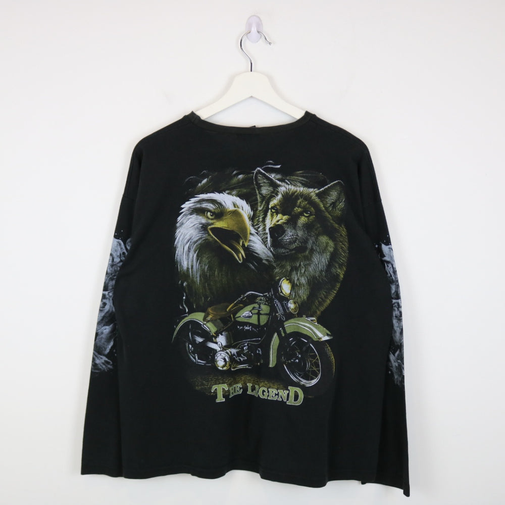 Vintage 90's Eagle Wolf Nature Long Sleeve Tee - XL-NEWLIFE Clothing