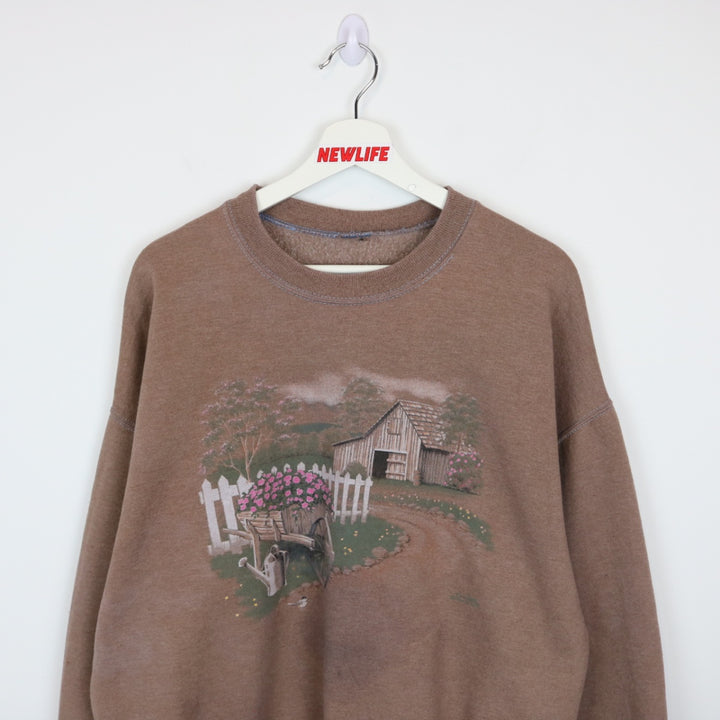 Reworked Vintage 90's Barn Flower Nature Crewneck - L/XL-NEWLIFE Clothing