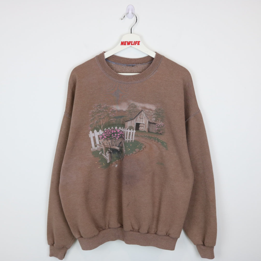 Reworked Vintage 90's Barn Flower Nature Crewneck - L/XL-NEWLIFE Clothing