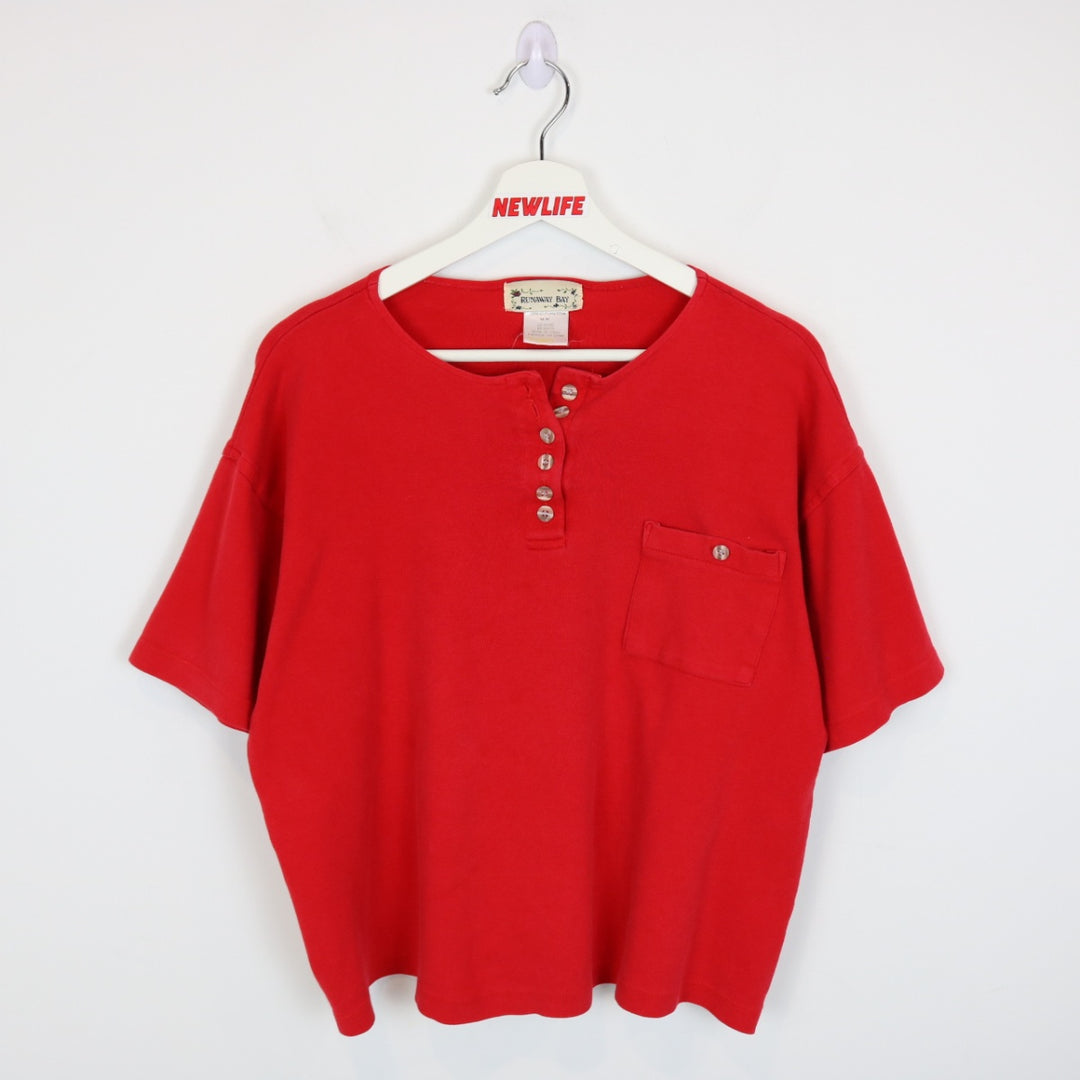 Vintage 90's Runaway Bay Henley Tee - L-NEWLIFE Clothing