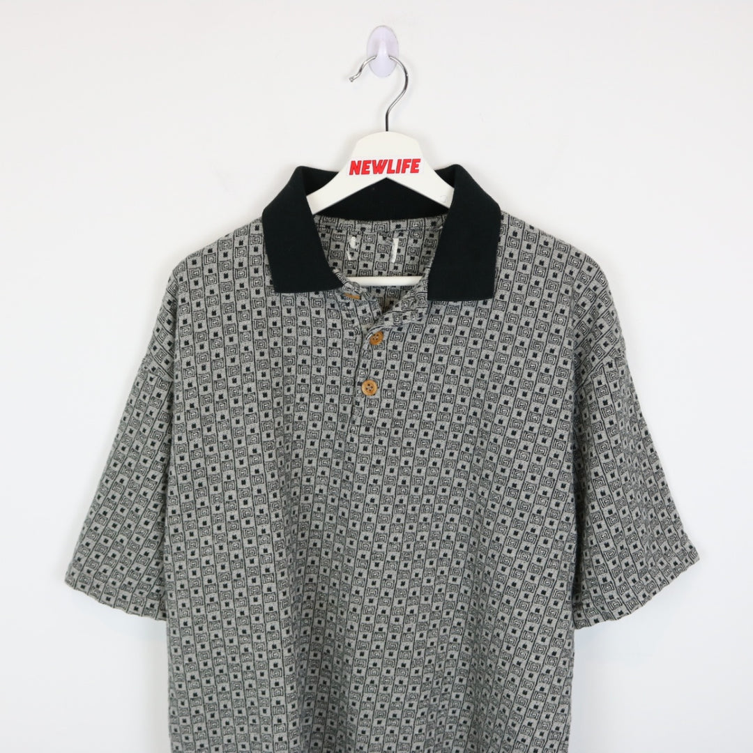 Vintage 90's Patterned Polo Shirt - L-NEWLIFE Clothing