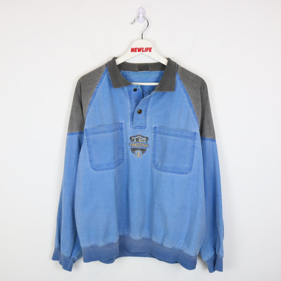 Vintage 80's Take Five Wear Collared Crewneck - L-NEWLIFE Clothing