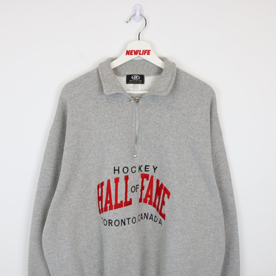 Vintage 90's Hockey Hall of Fame Quarter Zip Sweater - XL-NEWLIFE Clothing