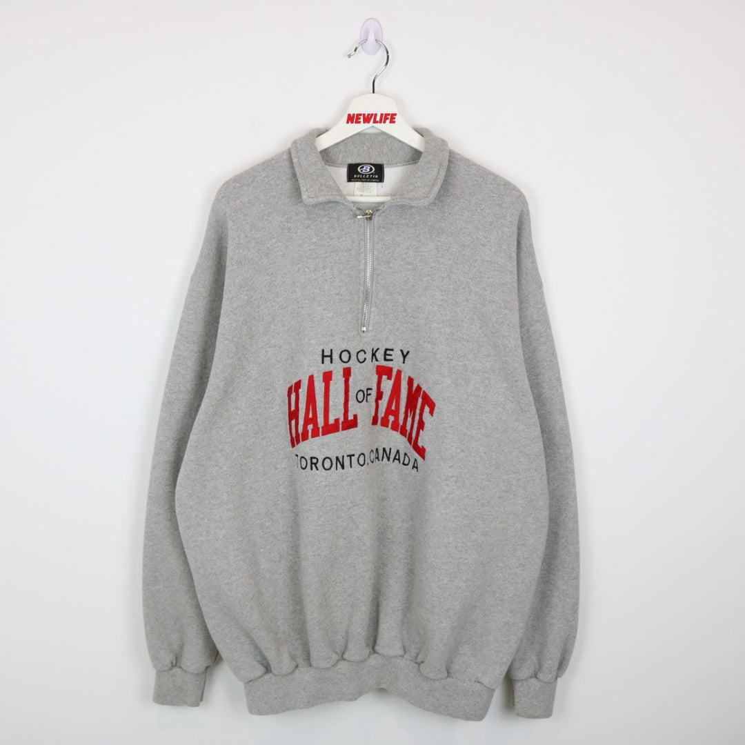 Vintage 90's Hockey Hall of Fame Quarter Zip Sweater - XL-NEWLIFE Clothing