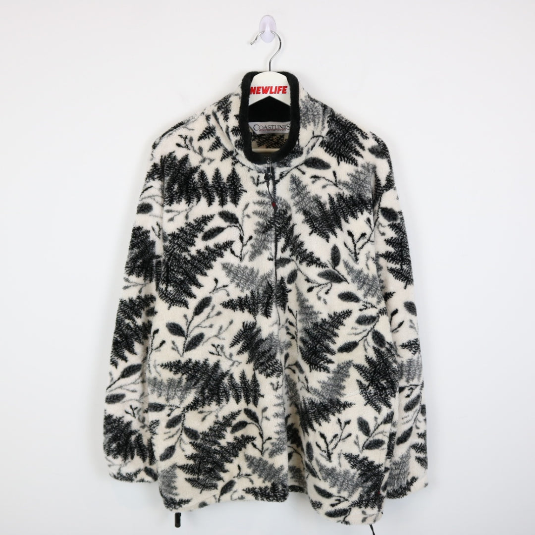 Vintage 90's Leaf Nature Fleece Jacket - L-NEWLIFE Clothing