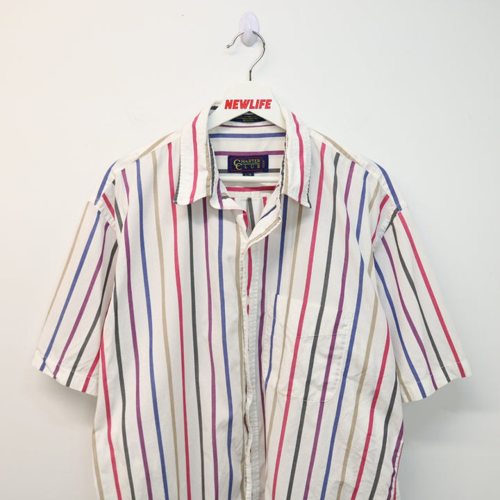 Vintage 90's Striped Short Sleeve Button Up - L-NEWLIFE Clothing