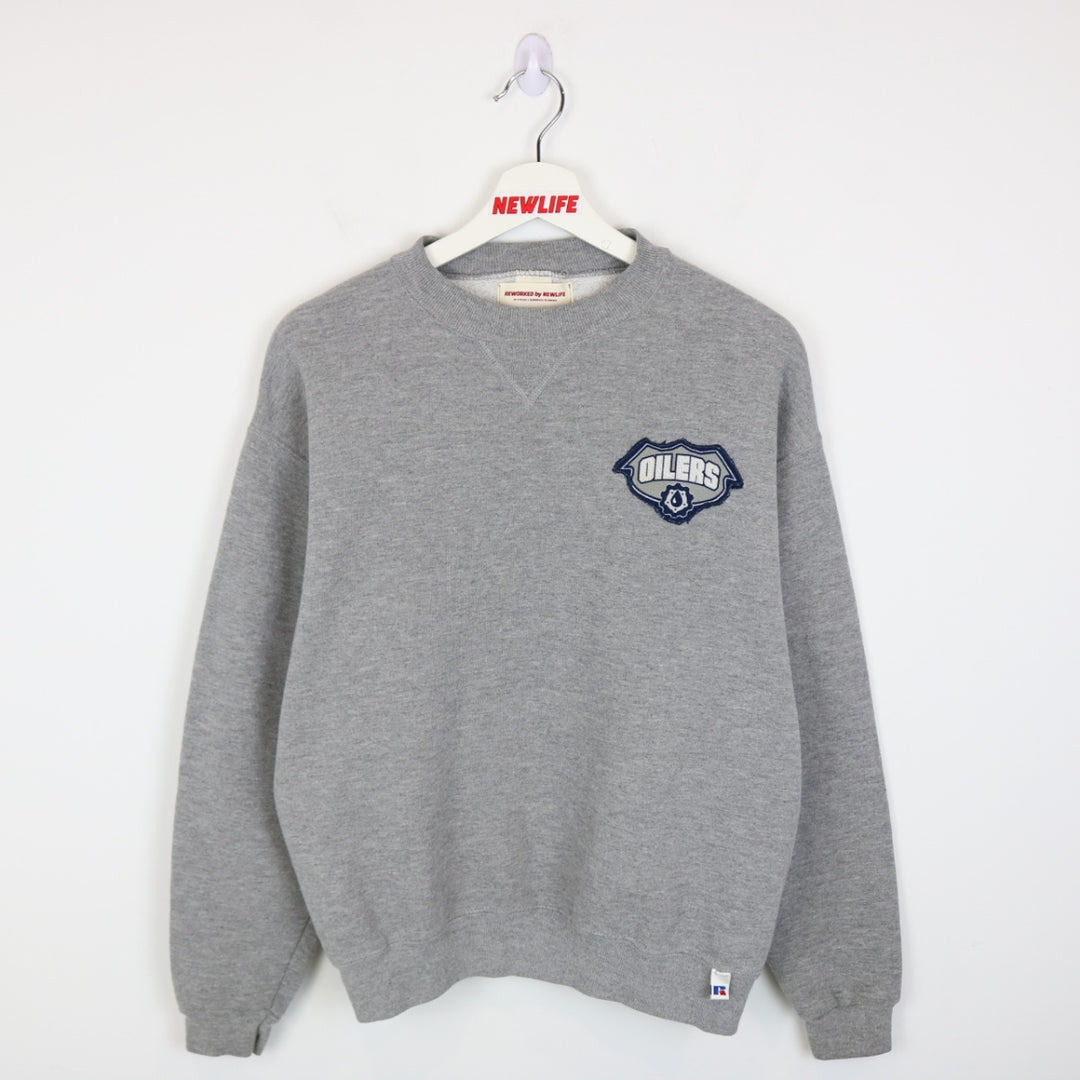 Reworked Vintage 00's Edmonton Oilers Oil Drop Russell Crewneck - S-NEWLIFE Clothing