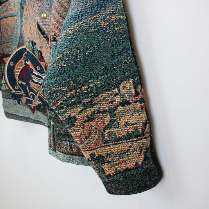 Reworked Custom Edmonton Oilers Tapestry Jacket - S-NEWLIFE Clothing