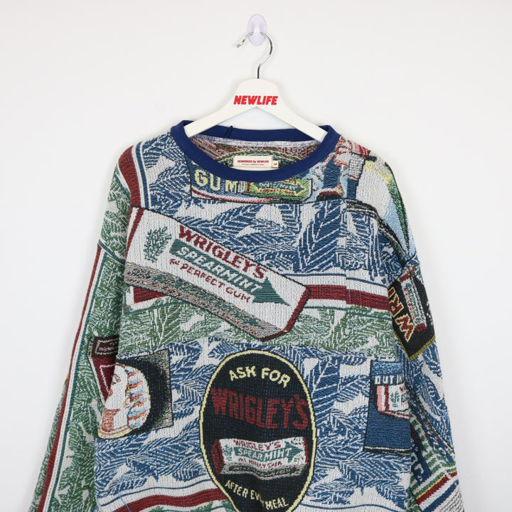 Reworked Vintage Wrigley's Gum Tapestry Crewneck - L-NEWLIFE Clothing