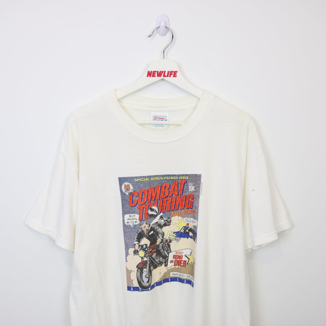 Vintage 1993 Combat Touring Adventures Comic Tee - L-NEWLIFE Clothing