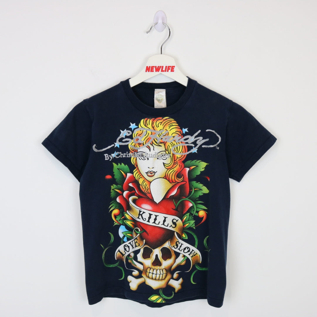 Vintage Y2K Ed Hardy Love Kills Slow Tee - XS/S-NEWLIFE Clothing