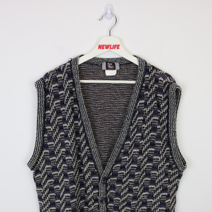 Vintage 80's Patterned Knit Sweater Vest - L-NEWLIFE Clothing