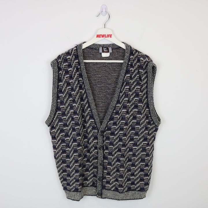 Vintage 80's Patterned Knit Sweater Vest - L-NEWLIFE Clothing