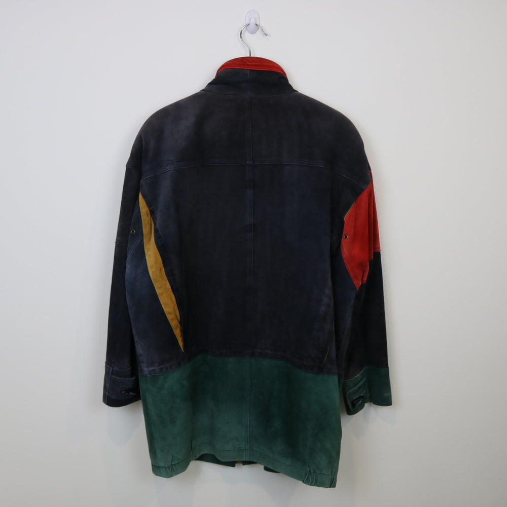 Vintage 90's Color Blocked Suede Leather Jacket - M-NEWLIFE Clothing